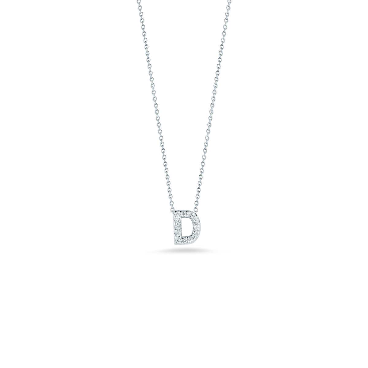 Roberto Coin 18K White Gold 18" Tiny Treasures Diamond Love Letter D Necklace 0.06 ctw