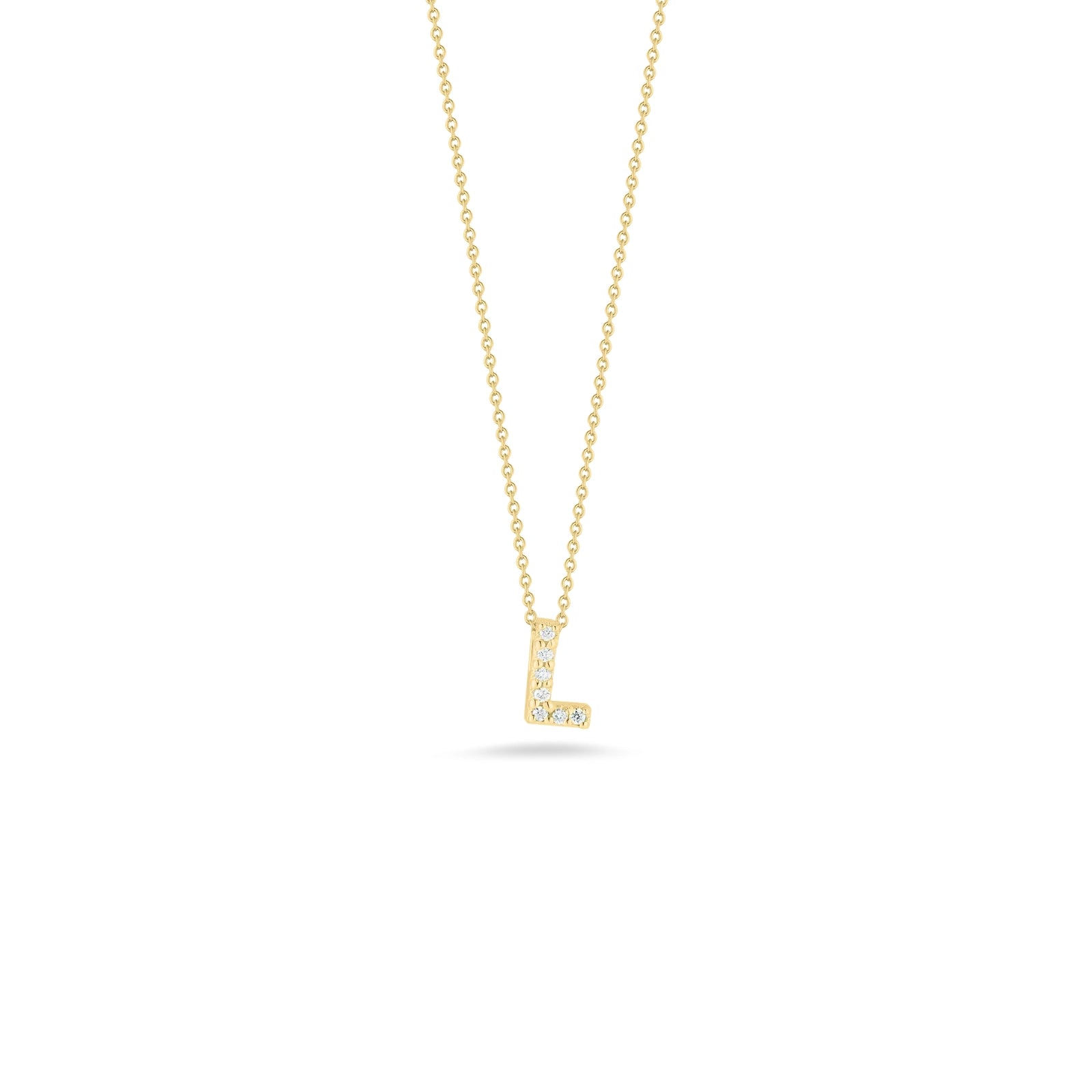 18KY Gold Tiny Treasures Diamond Love Letter "L" Necklace