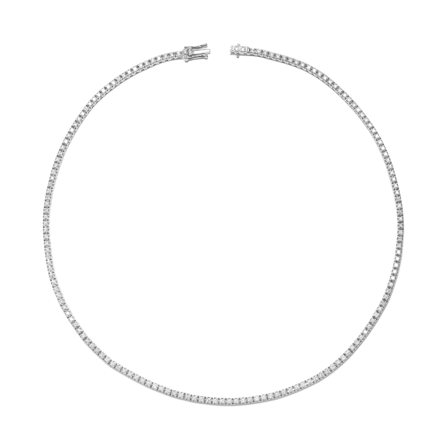 14K White Gold 16" Tennis Necklace 3.00cttw