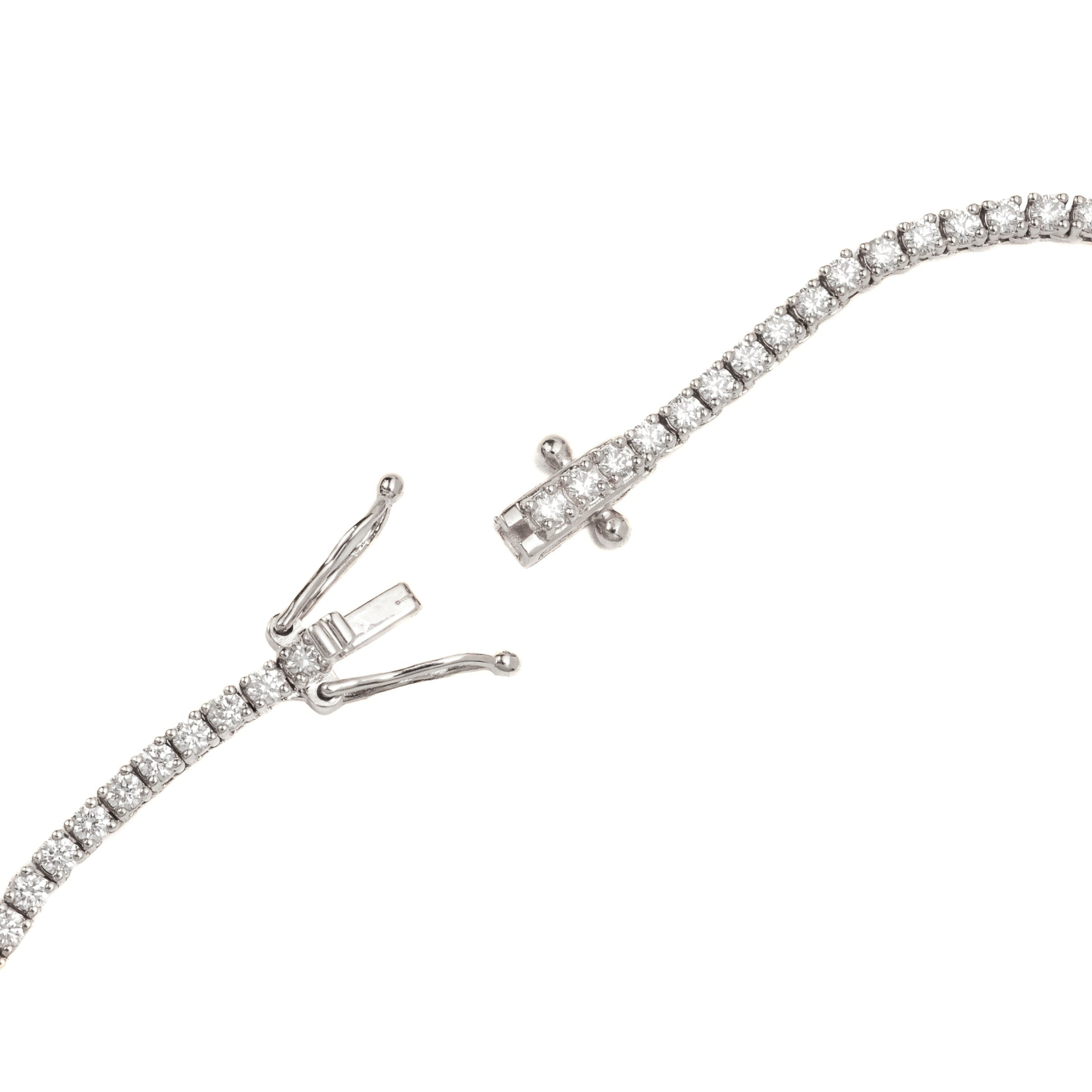 Video Thumbnail: White Gold 18 Dainty Diamond Tennis Necklace 5 - 14k White Gold 18" Slim Diamond Tennis Necklace 5.01ctw