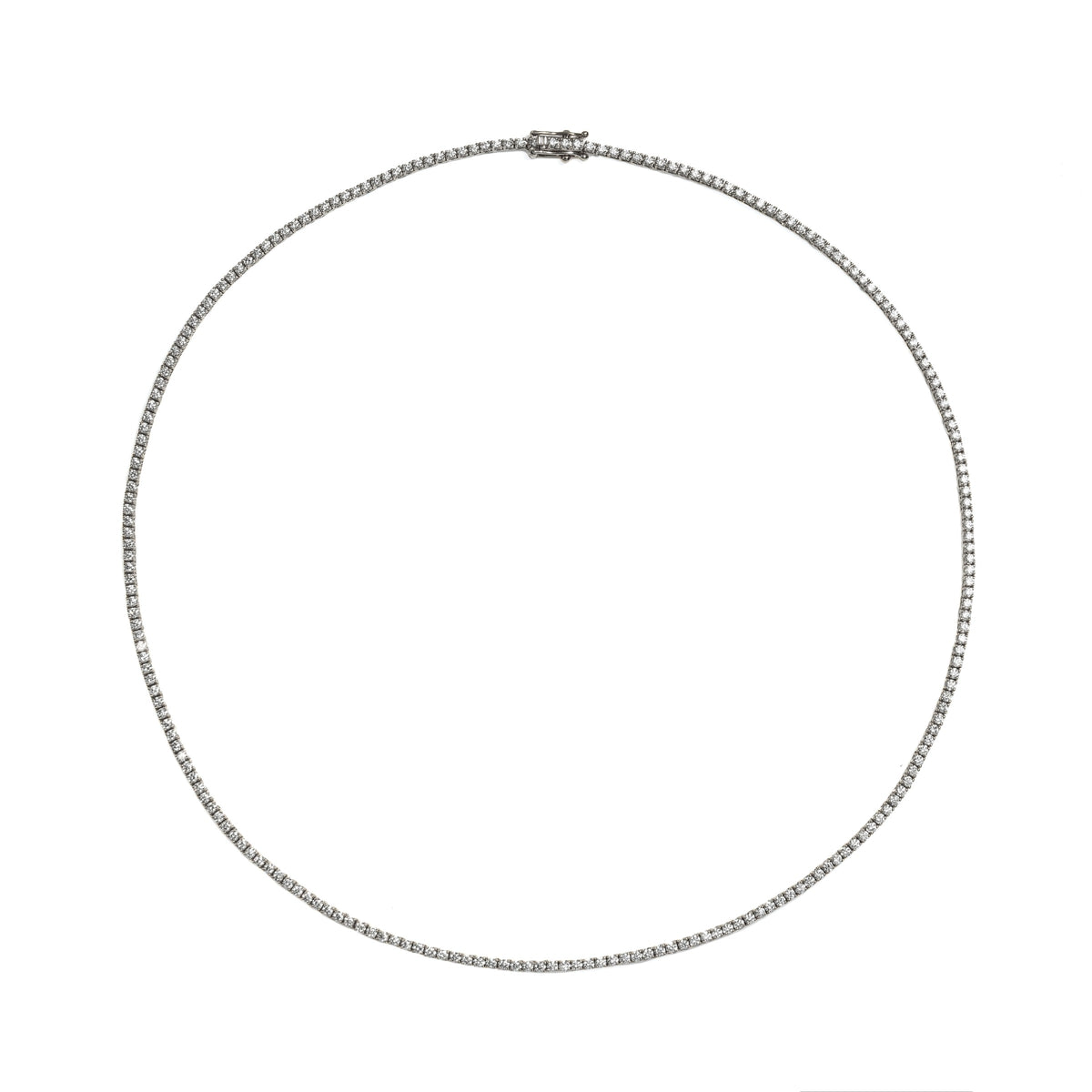 14K White Gold 18" Slim Diamond Tennis Necklace 3.06cttw