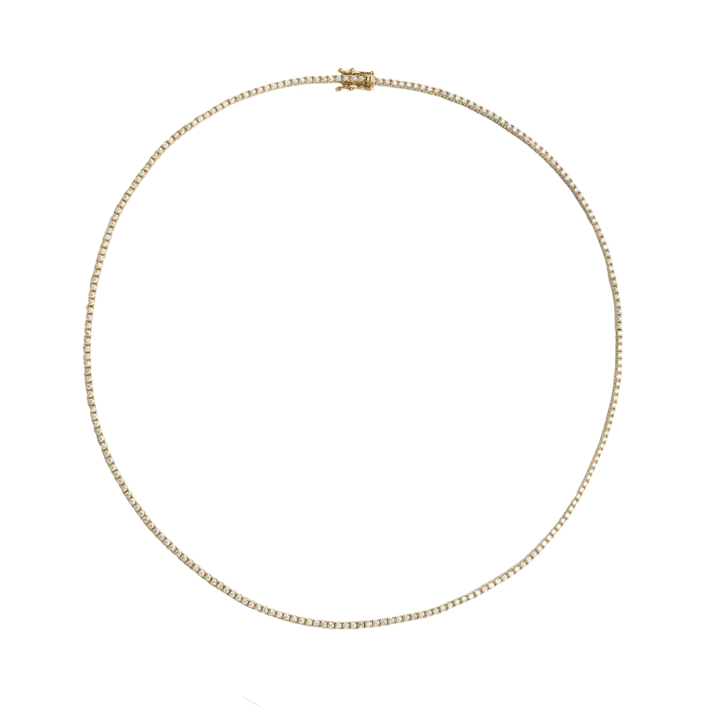 Video Thumbnail: Yellow Gold 18 Dainty Diamond Tennis Necklace 5 4046 - 14k Yellow Gold 18" Slim Diamond Tennis Necklace 5.05ctw