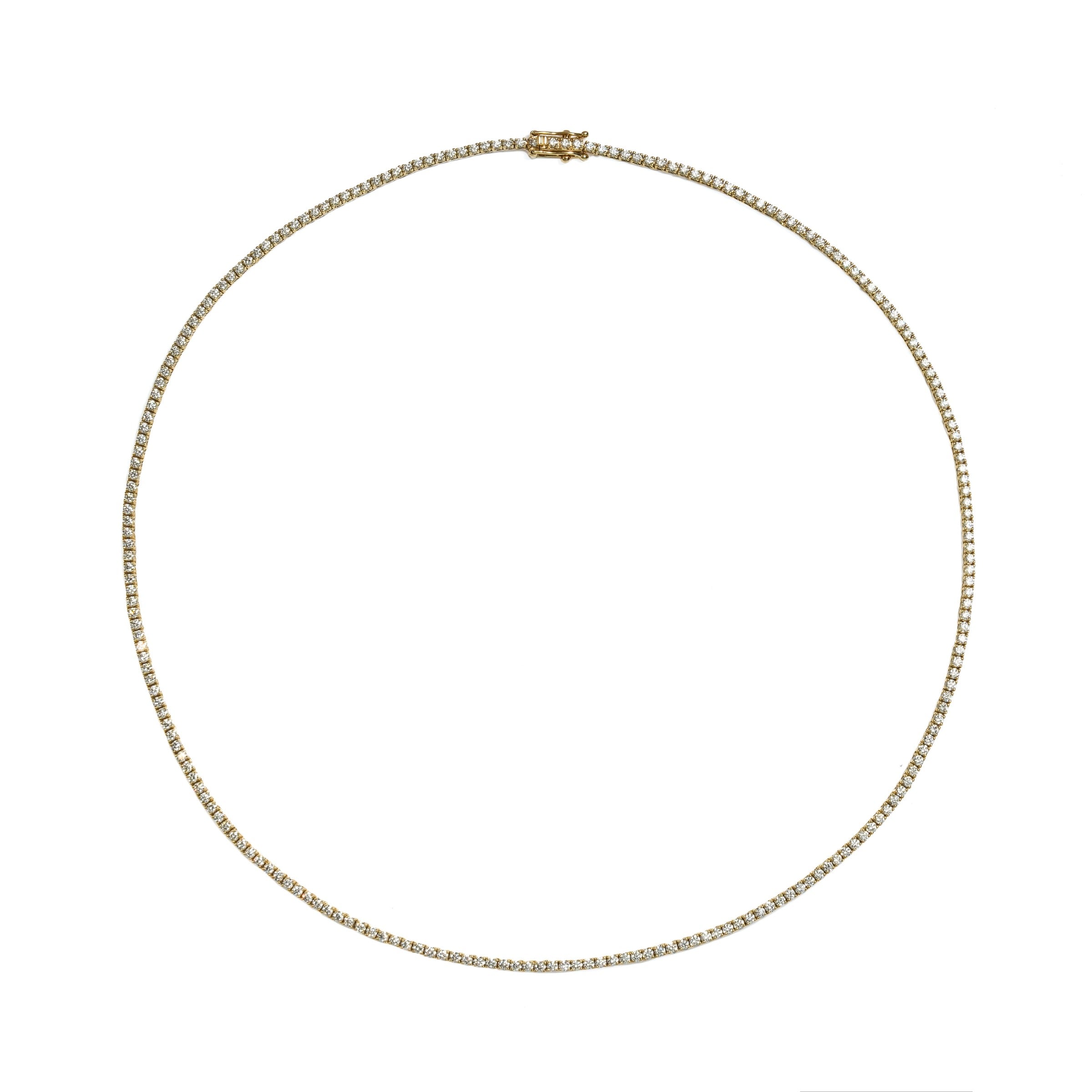 Video Thumbnail: Yellow Gold 18 Diamond Tennis Necklace 3 0641 Bbdb - 14k Yellow Gold 18" Slim Diamond Tennis Necklace 3.10cttw