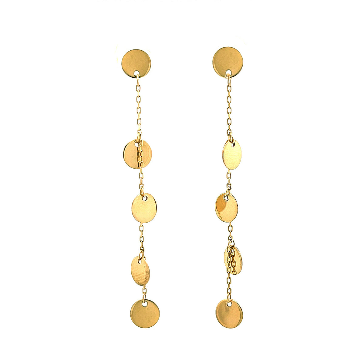 Video Thumbnail: Yellow Gold Disc Drop Earrings - Howard 14k Yellow Gold Disc Drop Earrings