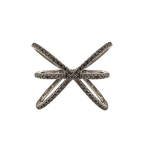 Criss Cross Black Diamond Right Hand Ring