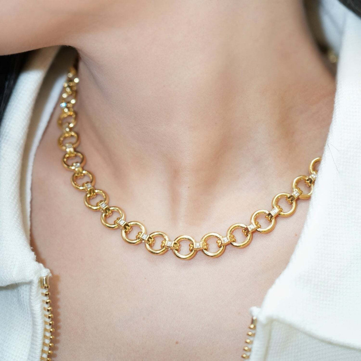 Video Thumbnail: 16 - Fancy Bar & Chain Style Necklace Crafted in 18k Yellow Gold. Set With