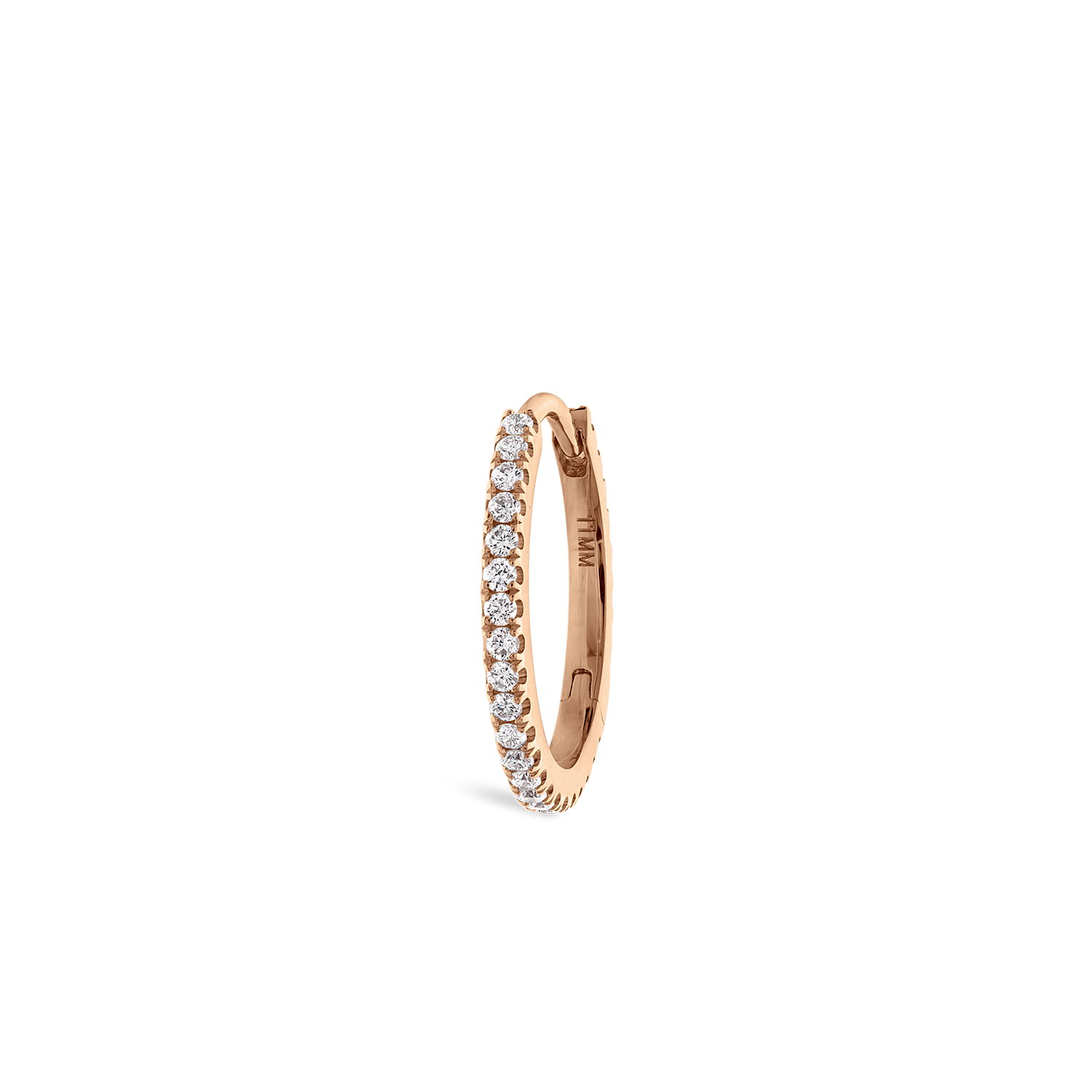 18K Rose Gold 11mm Diamond Eternity Hoop Earring