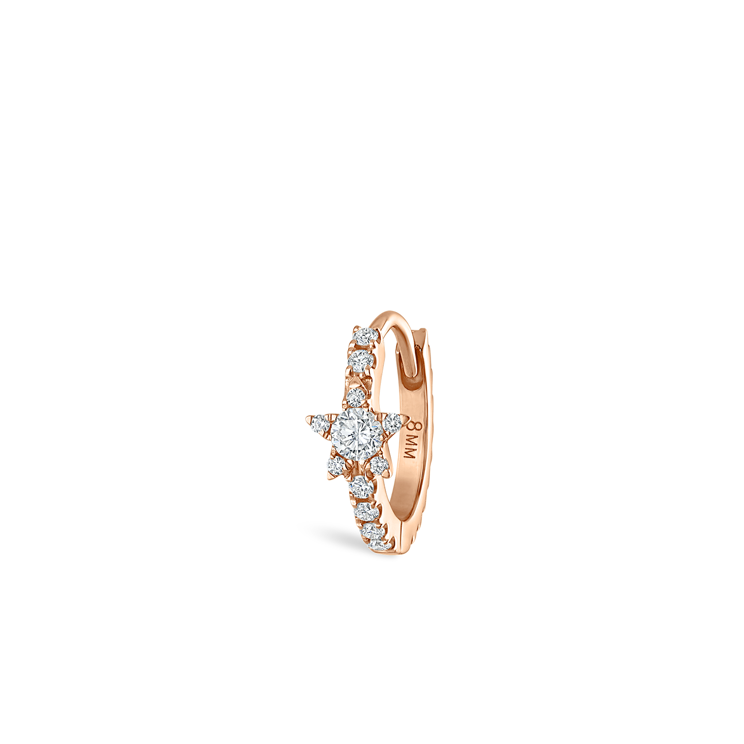 18K Rose Gold Diamond Star Eternity Hoop Earring
