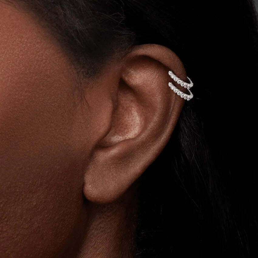 18K Rose Gold 8mm Invisible Set Diamond Eternity Hoop Earring