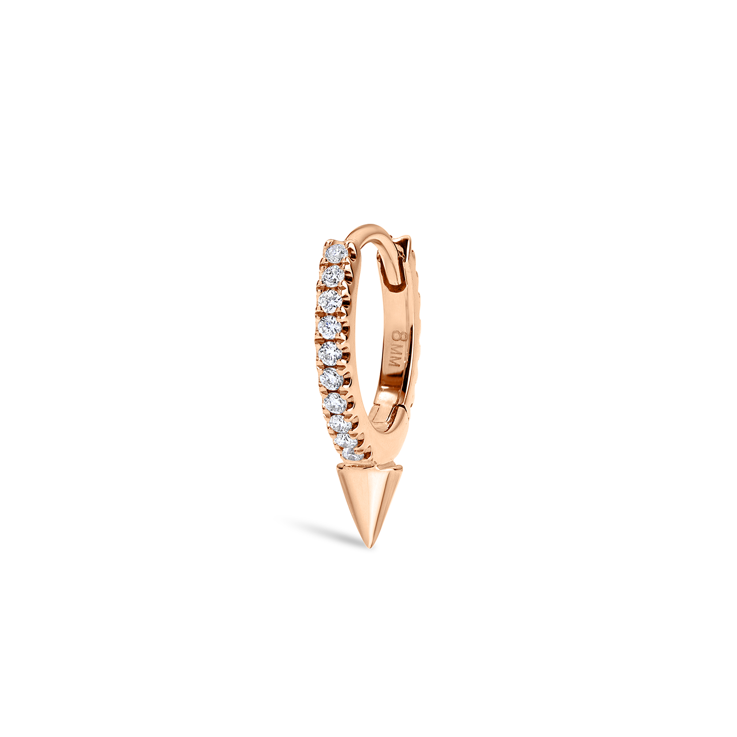 18K Rose Gold Single Short Spike Diamond Eternity Hoop Earring