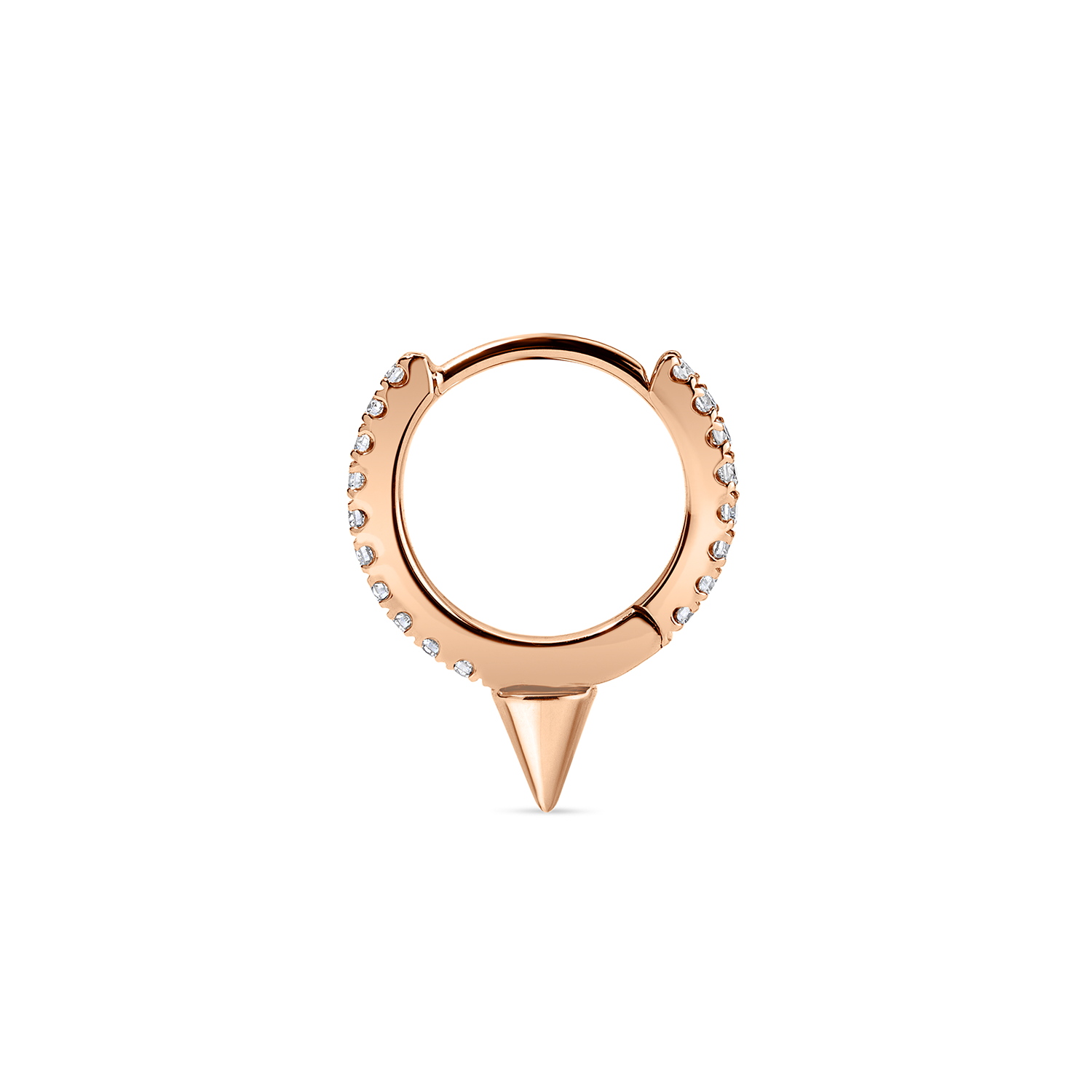 18K Rose Gold Single Short Spike Diamond Eternity Hoop Earring