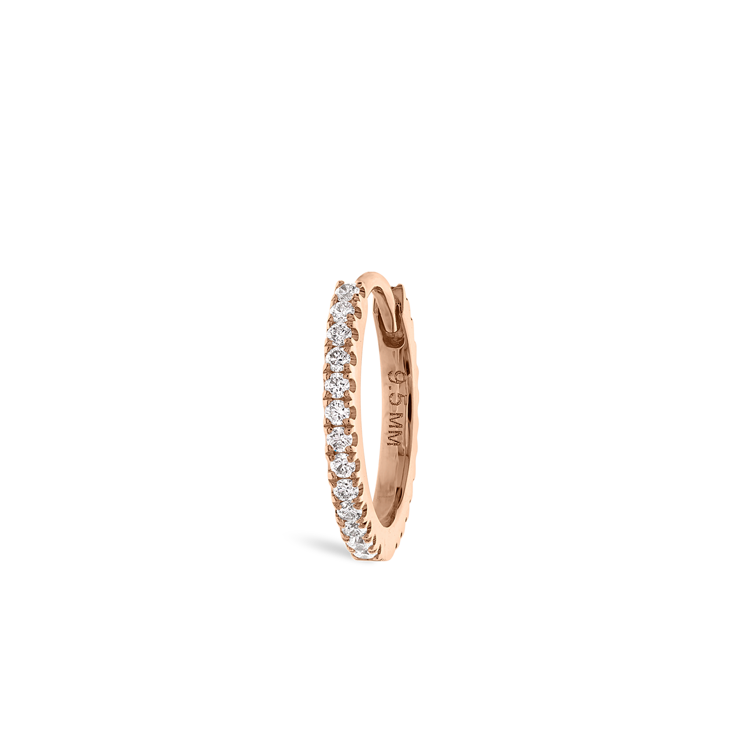18K Rose Gold 9.5mm Diamond Eternity Hoop Earring