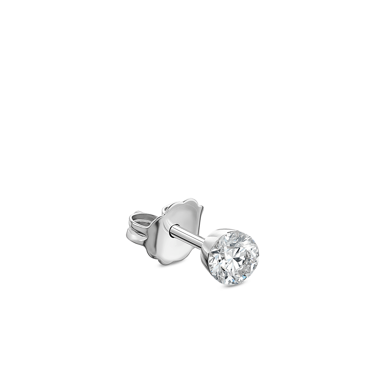 18K White Gold 3mm Invisible Set Diamond Stud Earring