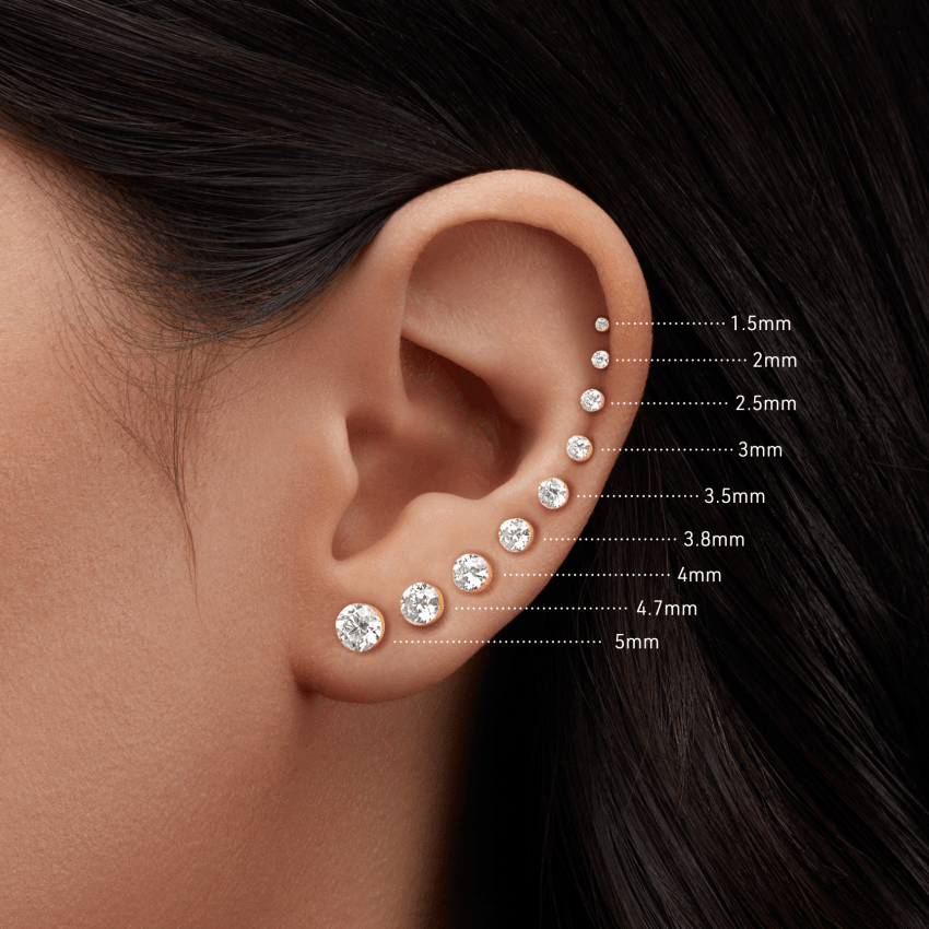 Maria Tash 18K White Gold Invisible Set Diamond Stud Earring 3mm