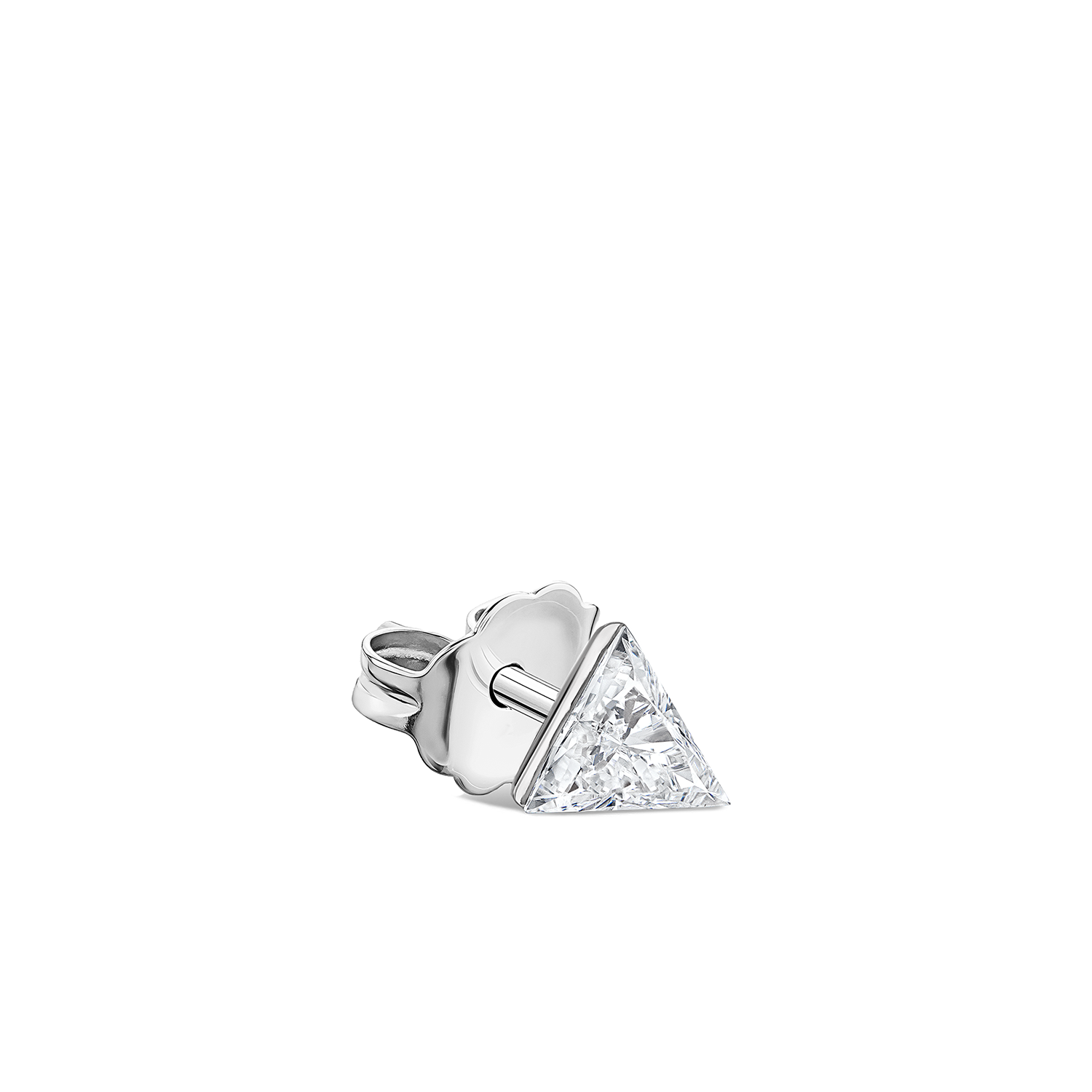 18K White Gold Invisible Set Triangle Diamond Stud Earring