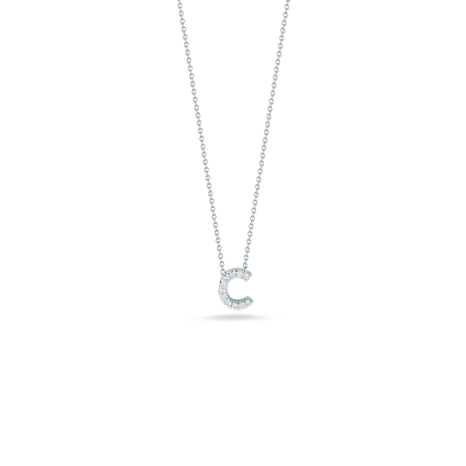 Roberto Coin 18K White Gold 18" Tiny Treasures Diamond Love Letter C Necklace 0.05 ctw