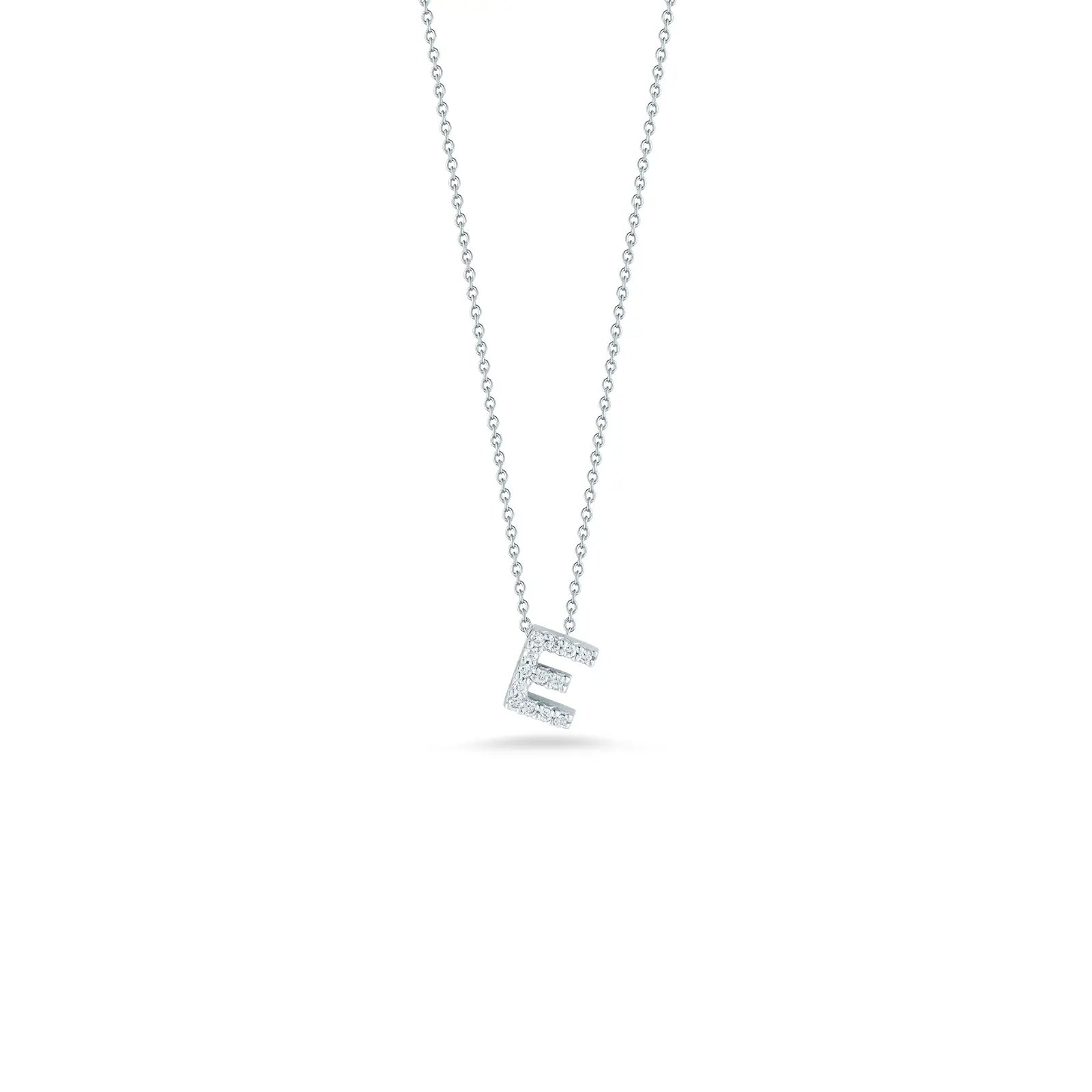 18KW Gold Tiny Treasures Diamond Love Letter "E" Necklace