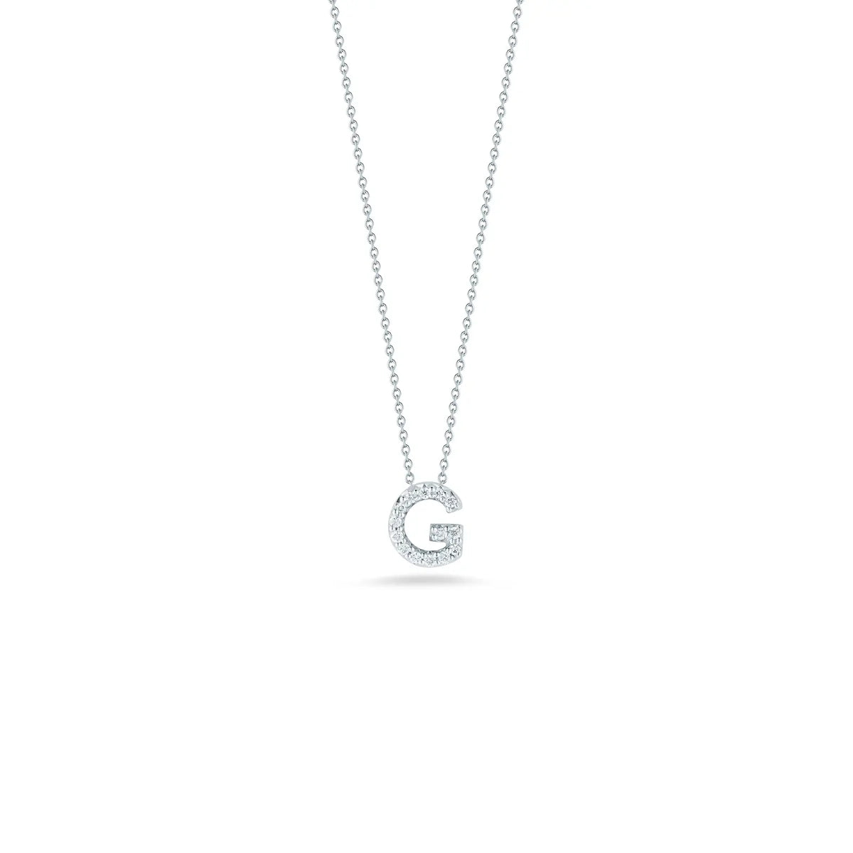 Roberto Coin 18K White Gold 18" Tiny Treasures Diamond Love Letter G Necklace 0.06 ctw