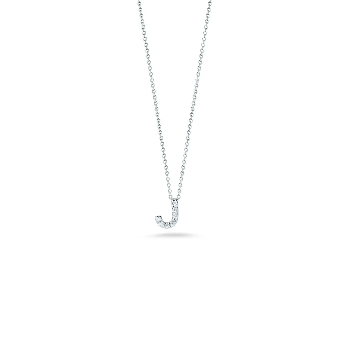 Roberto Coin 18K White Gold 18" Tiny Treasures Diamond Love Letter J Necklace 0.04 ctw