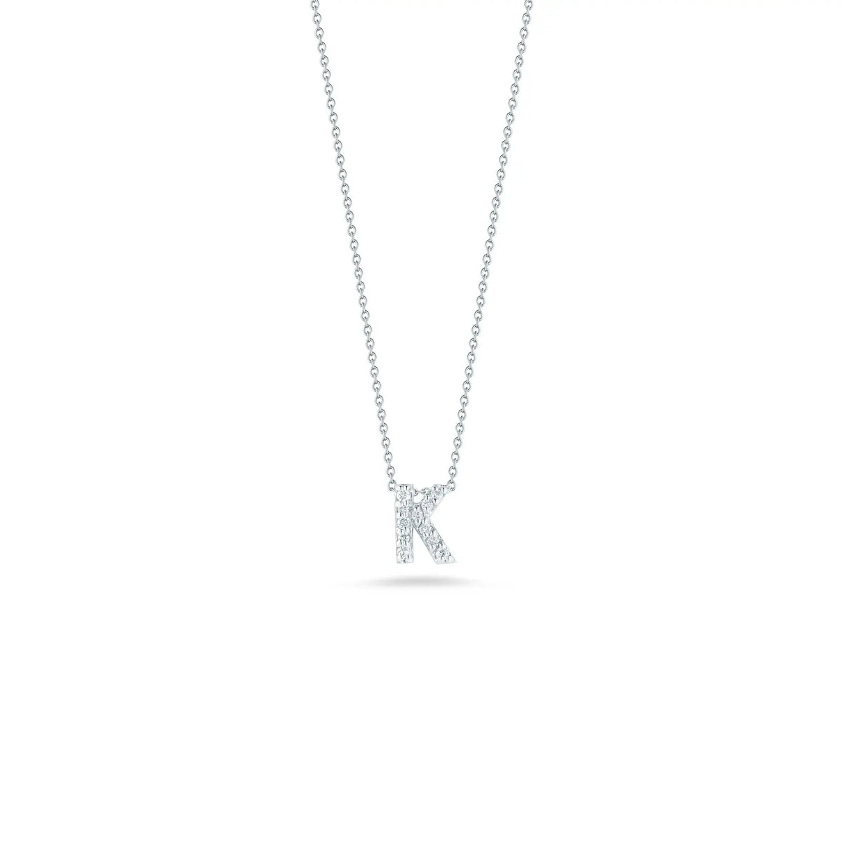 Roberto Coin 18K White Gold 18" Tiny Treasures Diamond Love Letter K Necklace 0.06 ctw