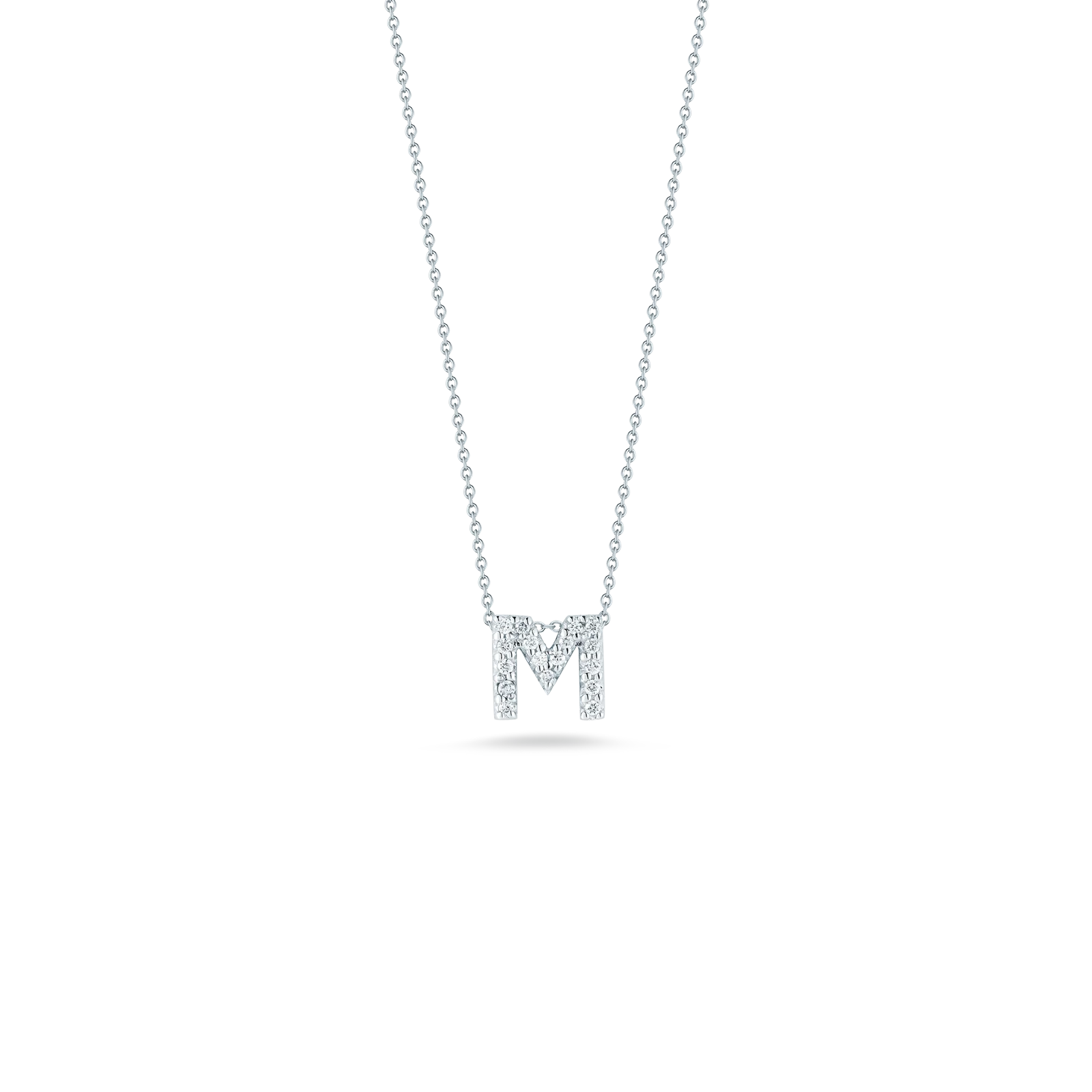 18KW Gold Tiny Treasures Diamond Love Letter "M" Necklace