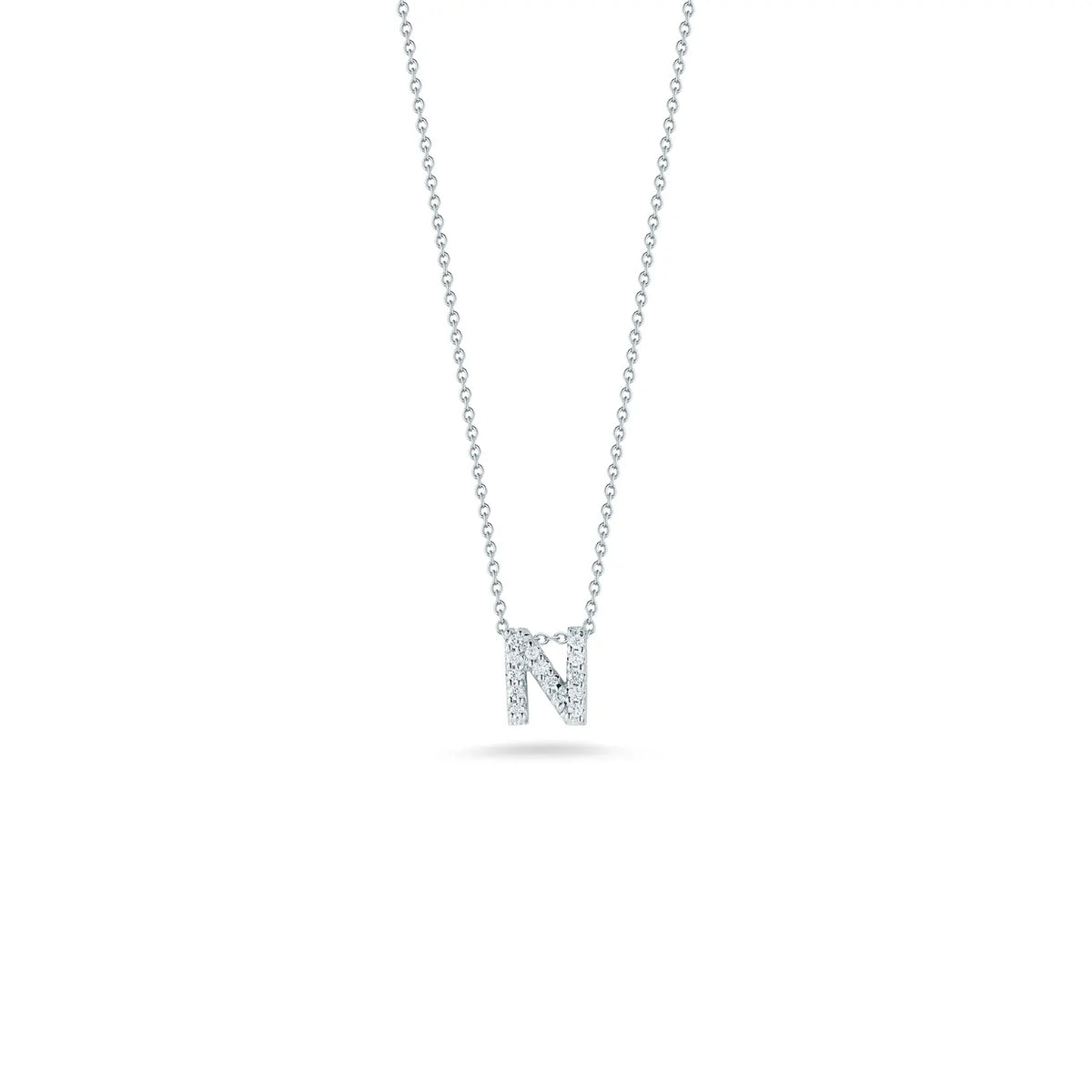 Roberto Coin 18K White Gold 18" Tiny Treasures Diamond Love Letter N Necklace 0.06 ctw