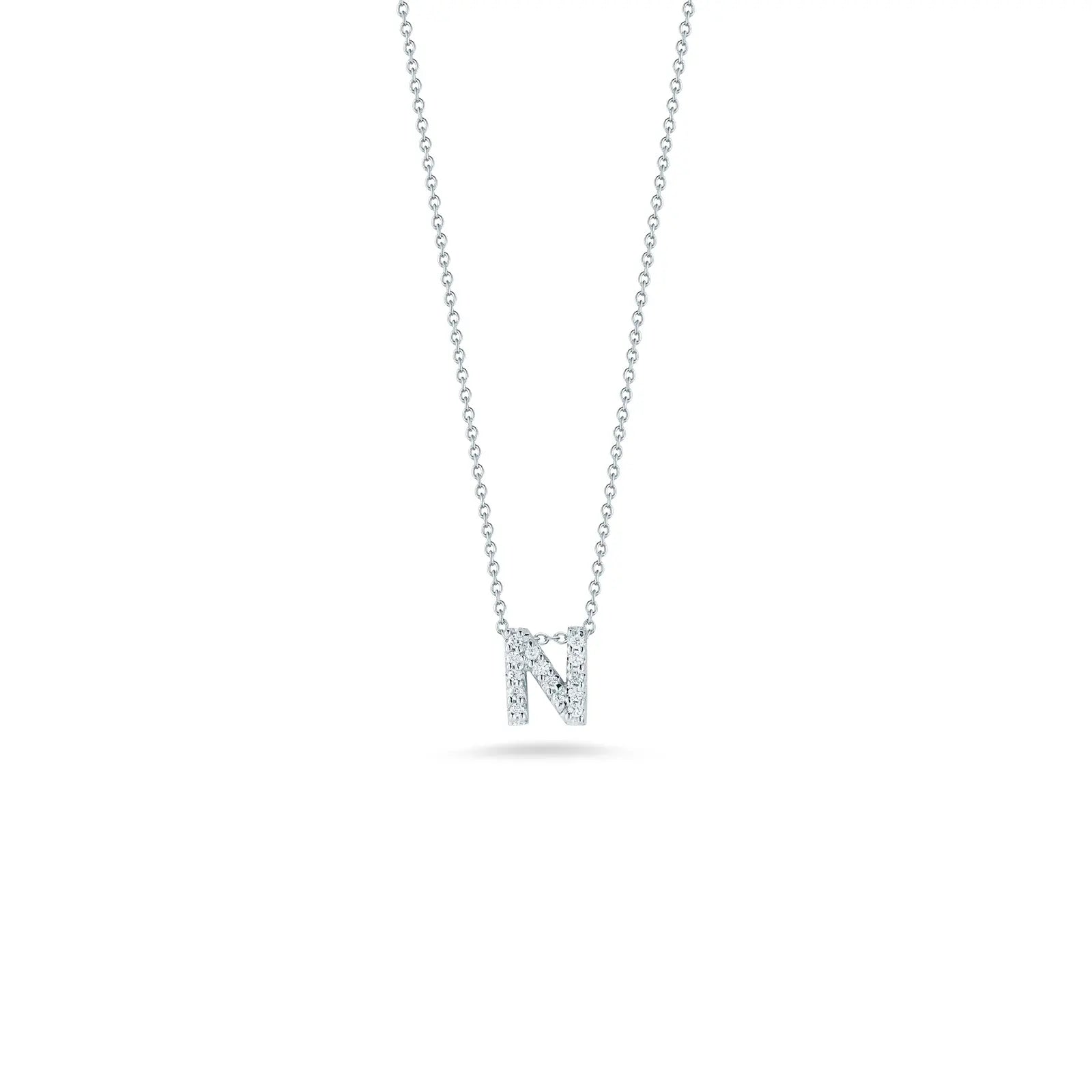 18KW Gold Tiny Treasures Diamond Love Letter "N" Necklace