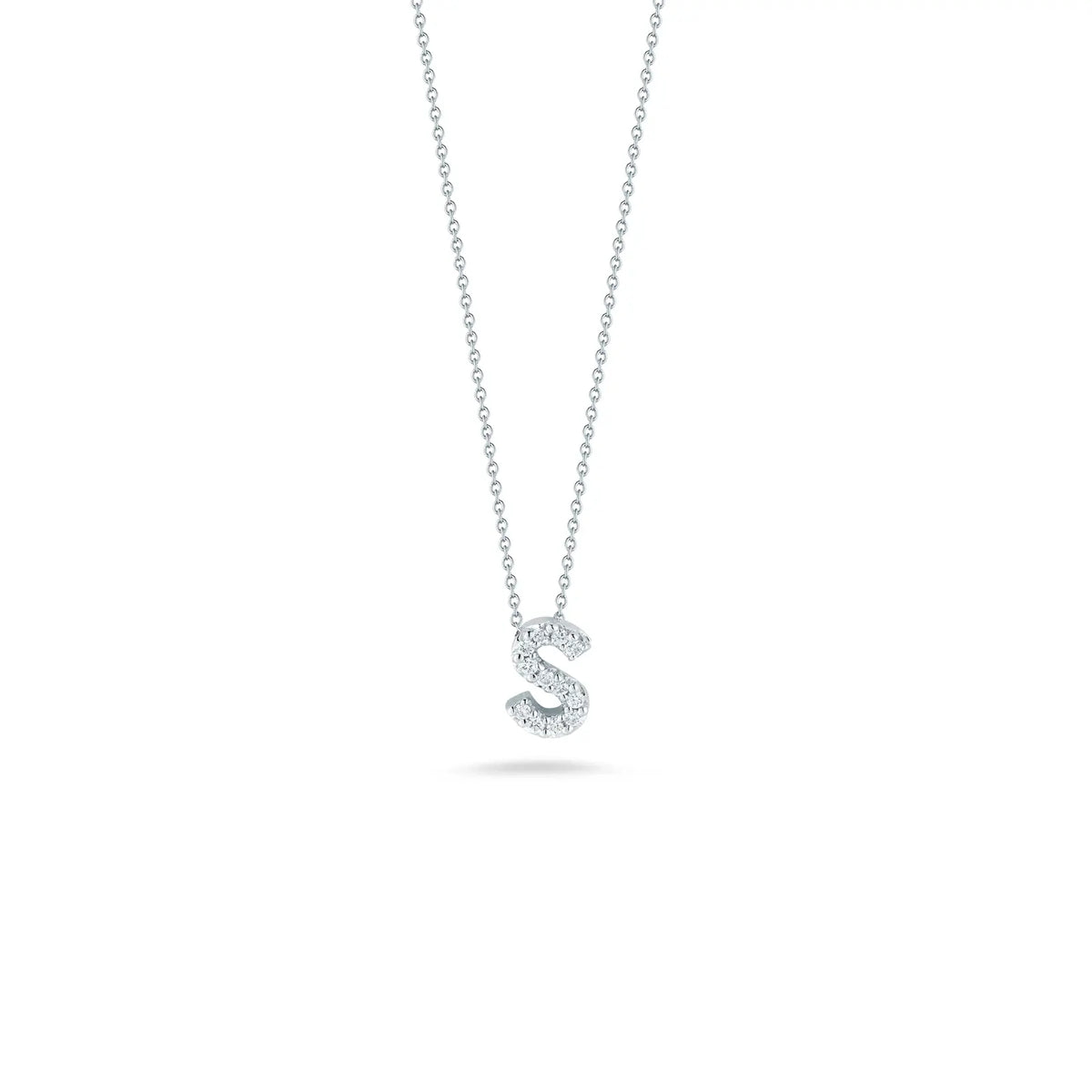 Roberto Coin 18K White Gold 18" Tiny Treasures Diamond Love Letter S Necklace 0.05 ctw