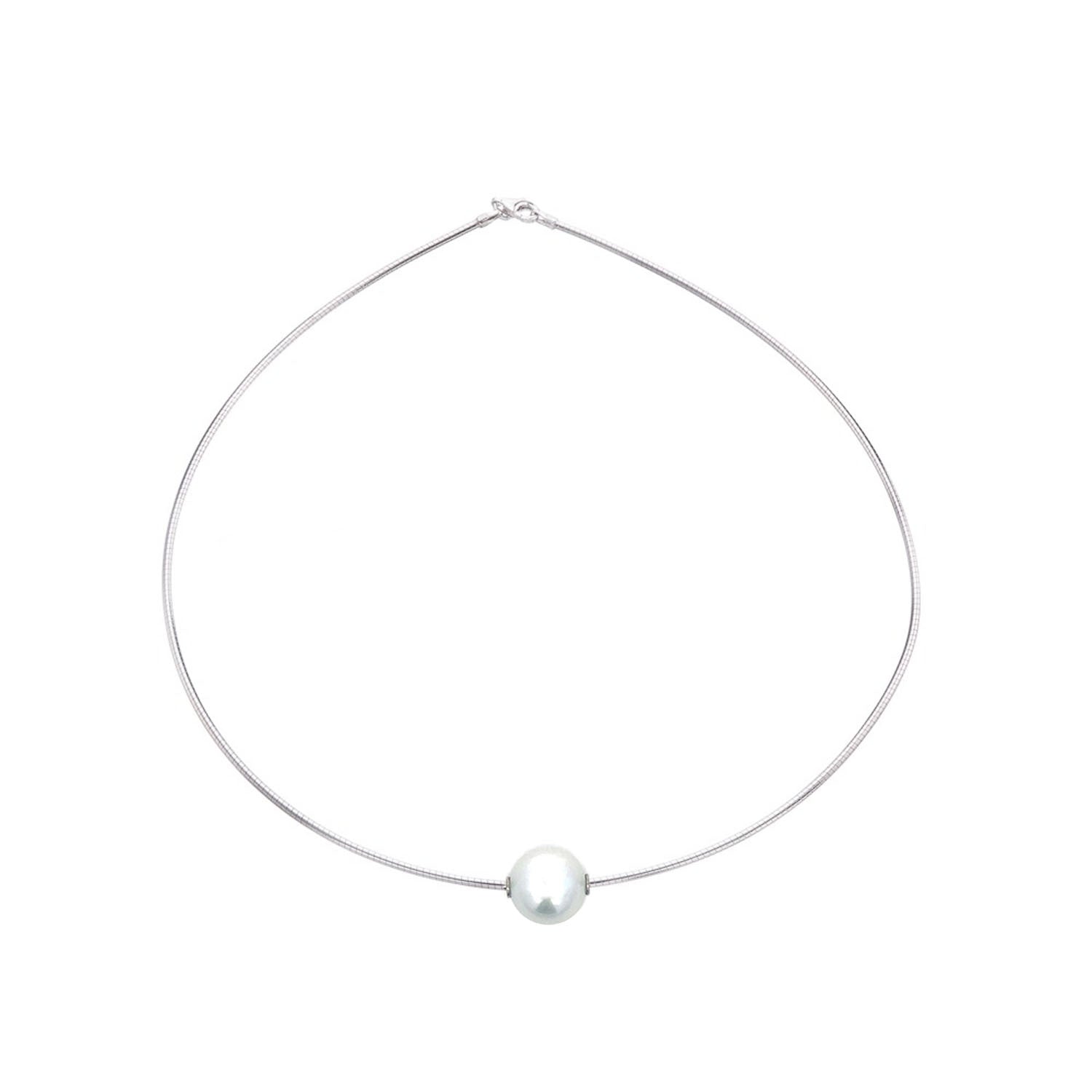 Video Thumbnail: White Gold Pearl Slider Necklace With 12 White South Sea Pearl Chain 1 Thickness 16 Length - Howard 18k White Gold 12.7mm South Sea Pearl Slider Necklace