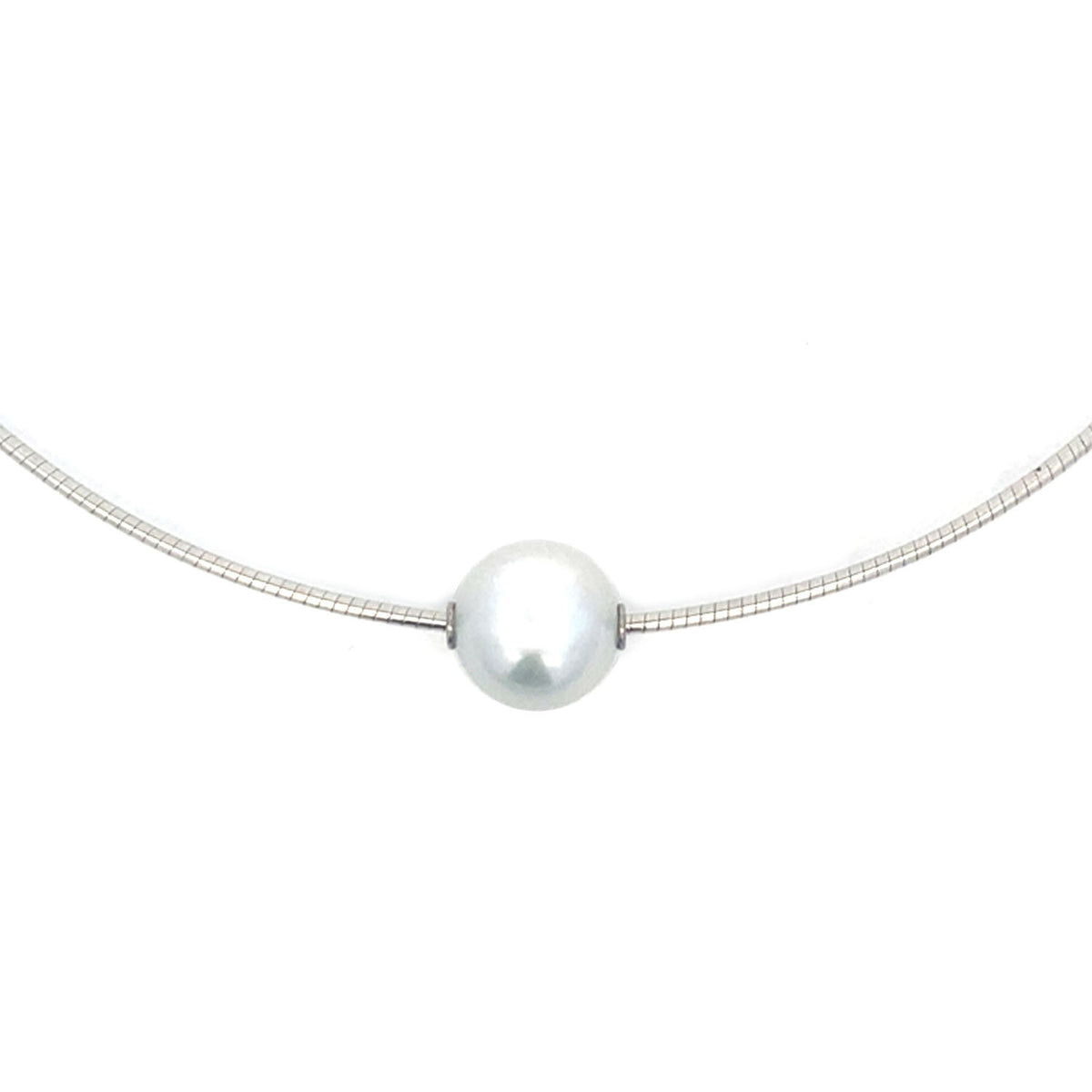 Video Thumbnail: White Gold Pearl Slider Necklace With 12 White South Sea Pearl Chain 1 Thickness 16 Length - Howard 18k White Gold 12.7mm South Sea Pearl Slider Necklace
