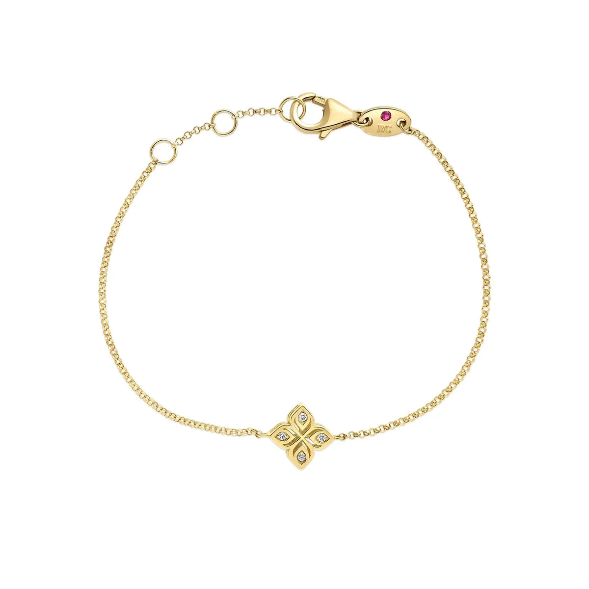Roberto Coin 18K Yellow Gold Arabesque Small Flower Diamond Bracelet 0.02 ctw