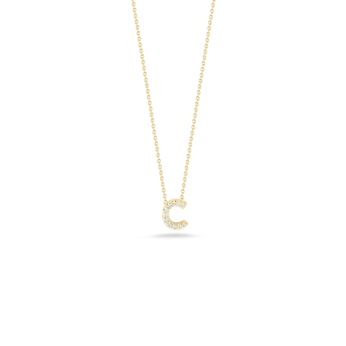 Roberto Coin 18K Yellow Gold 18" Tiny Treasures Diamond Love Letter C Necklace 0.05 ctw
