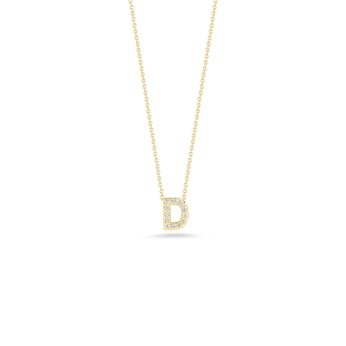Roberto Coin 18k Yellow Gold 18" Tiny Treasures Love Letter "D" Necklace 0.06ctw