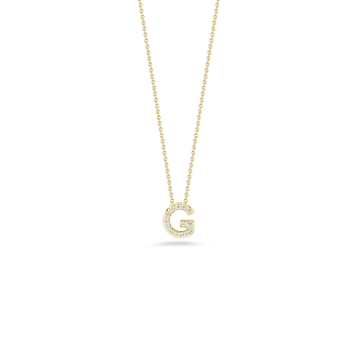 Roberto Coin 18K Yellow Gold 18" Tiny Treasures Diamond Love Letter G Necklace 0.06 ctw