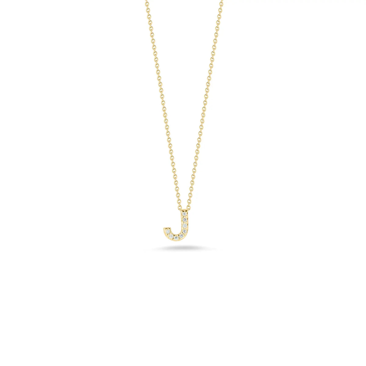 Roberto Coin 18K Yellow Gold 18" Tiny Treasures Diamond Love Letter J Necklace 0.04 ctw