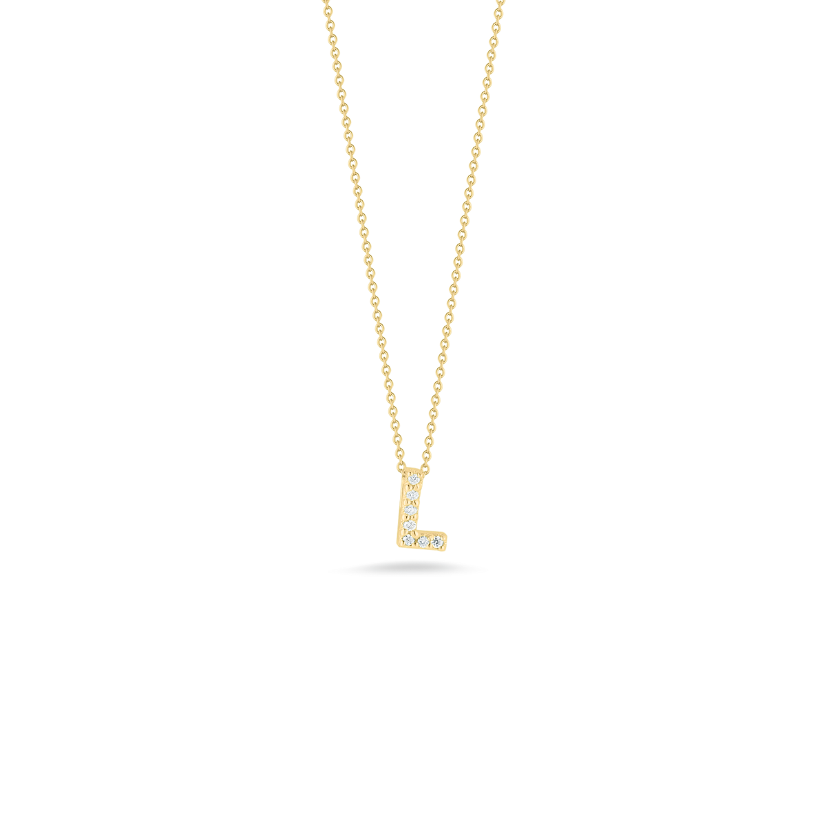 Roberto Coin 18K Yellow Gold 18" Tiny Treasures Diamond Love Letter L Necklace 0.03 ctw
