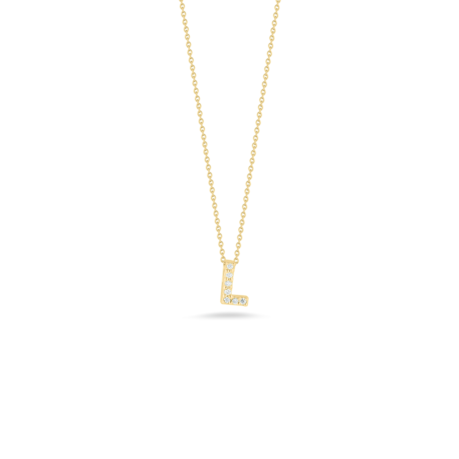 18KY Gold Tiny Treasures Diamond Love Letter "L" Necklace