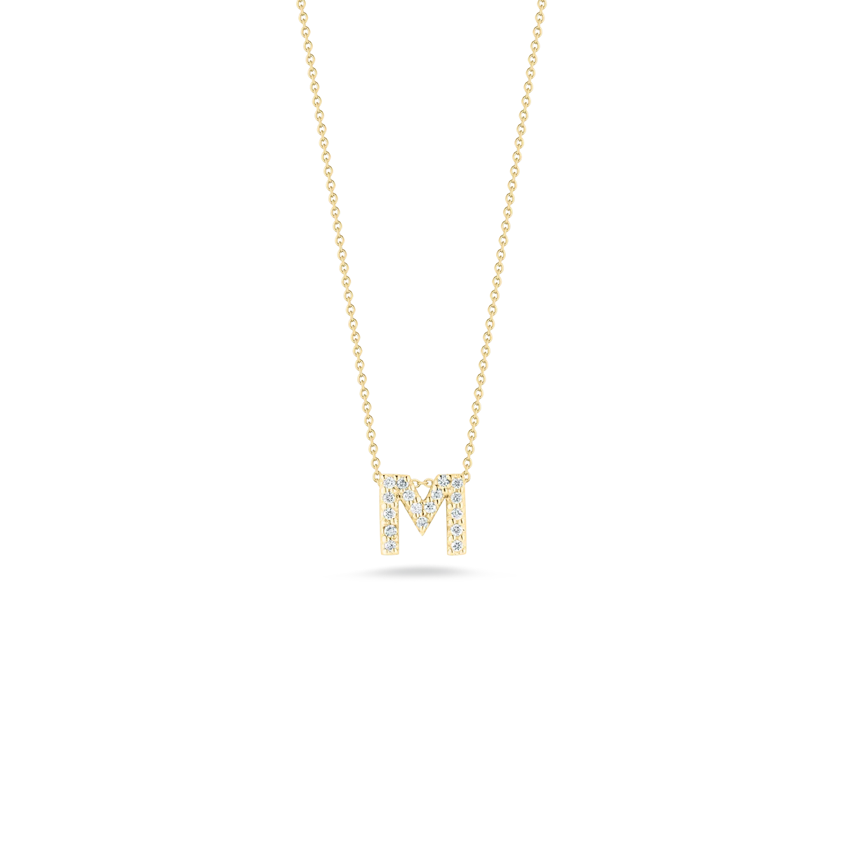 Roberto Coin 18K Yellow Gold 18" Tiny Treasures Diamond Love Letter M Necklace 0.08 ctw