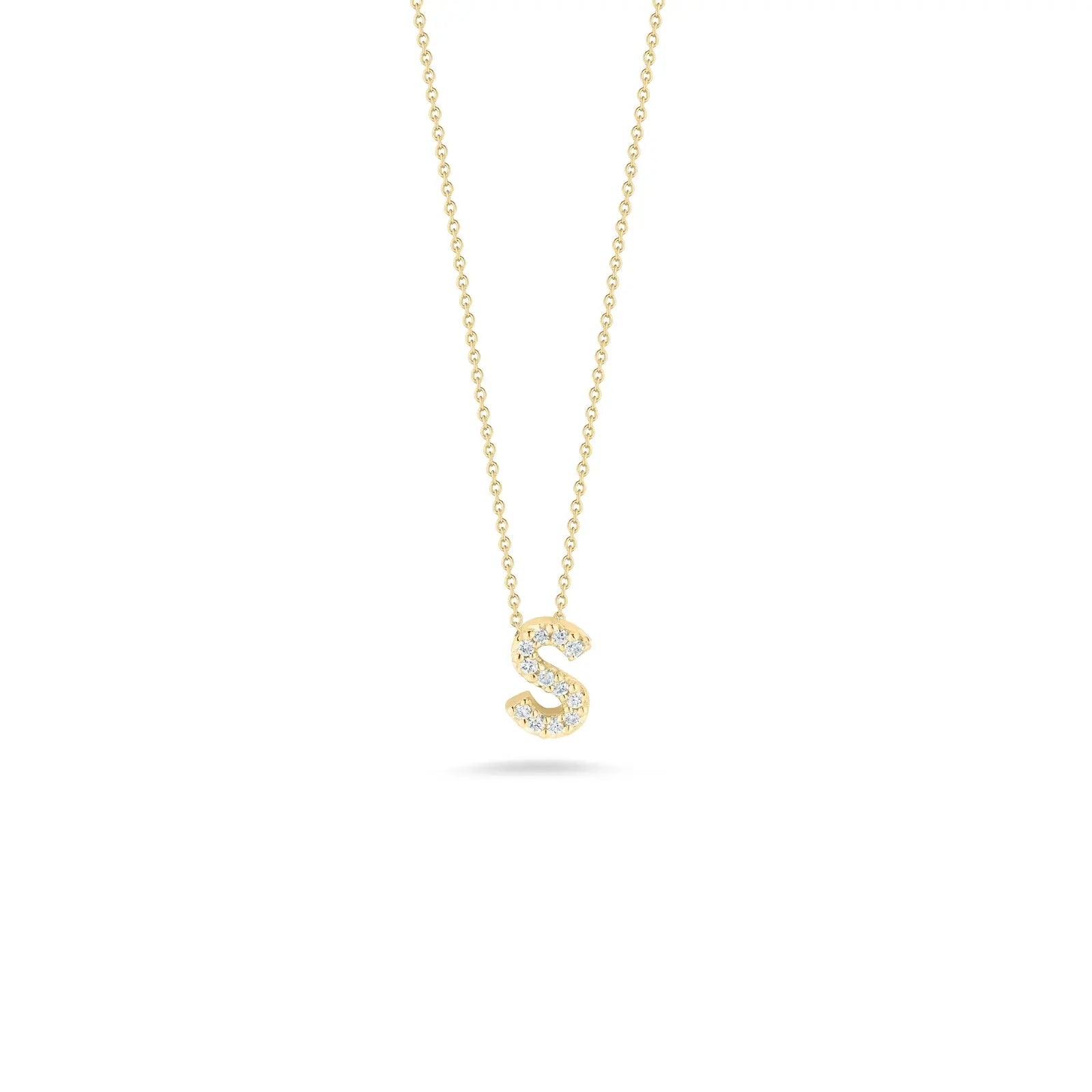 18KY Gold Tiny Treasures Diamond Love Letter "S" Necklace