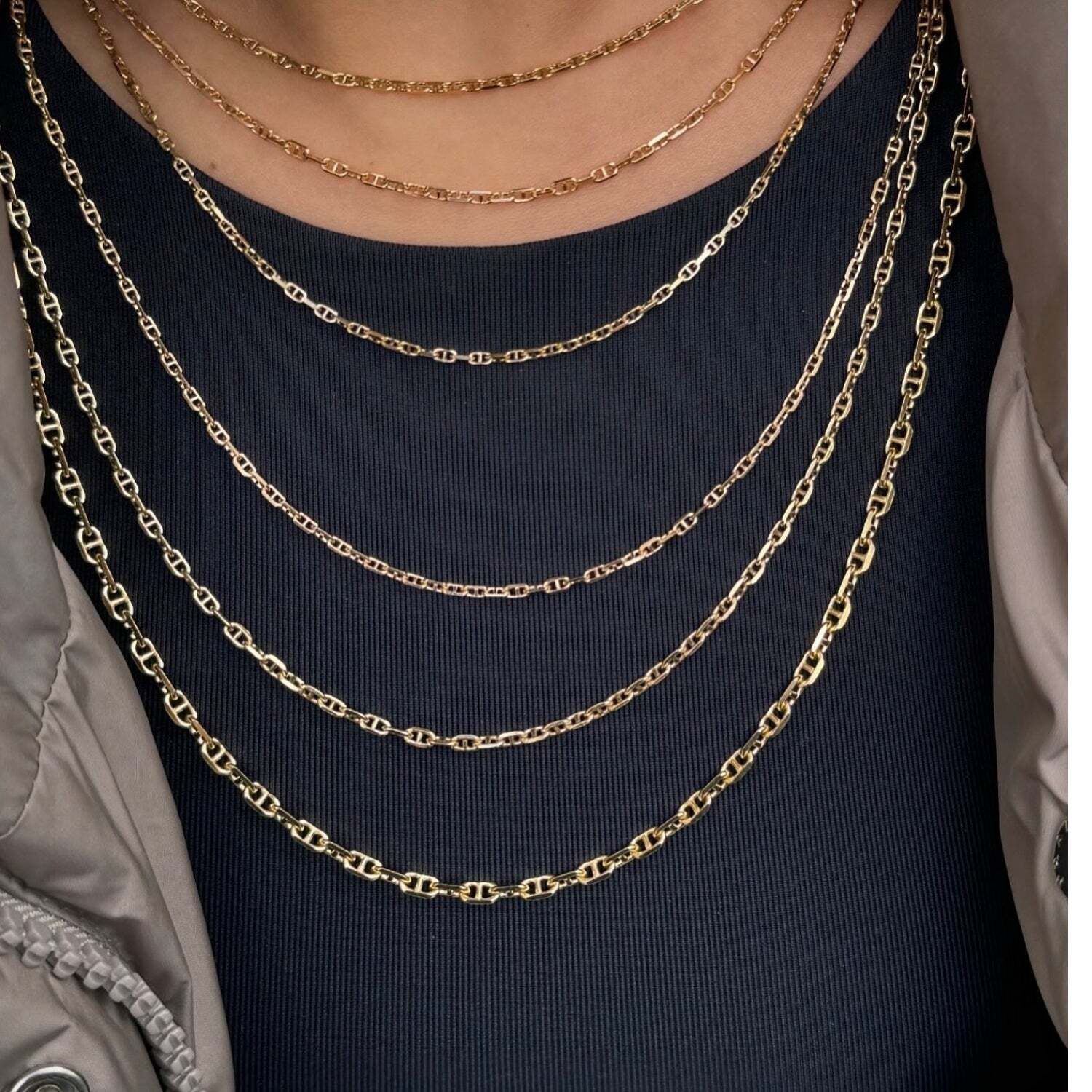 18K Yellow Gold Anchor Style Chain 24''
