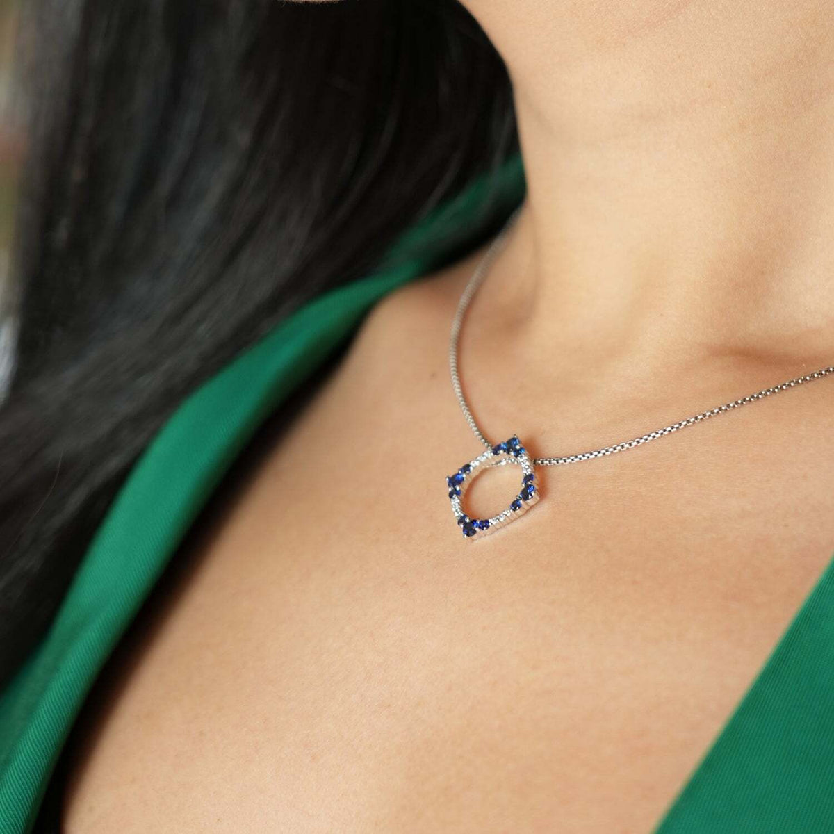 Sapphire And Diamond Circle Pendant