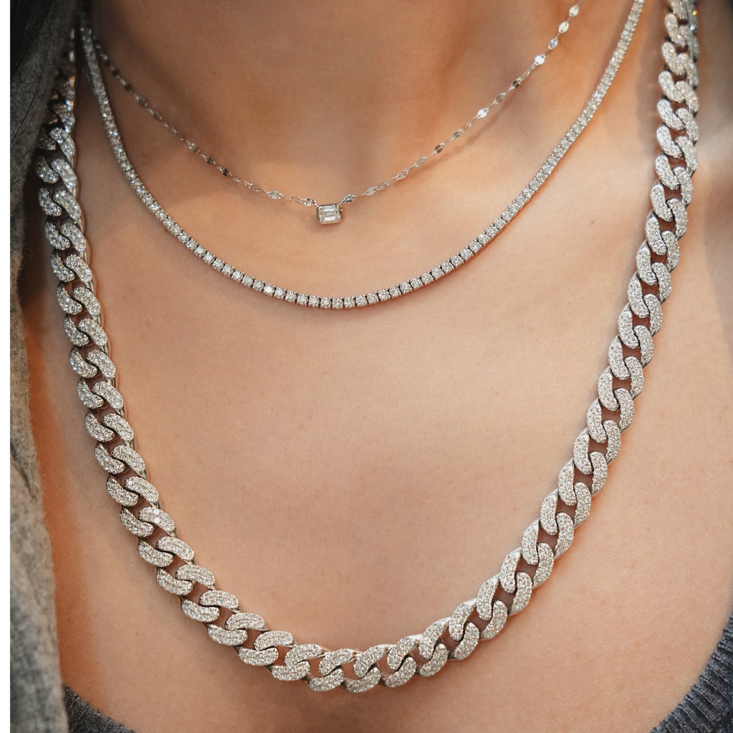 Baguette Diamond Pendant Necklace 0.20ct