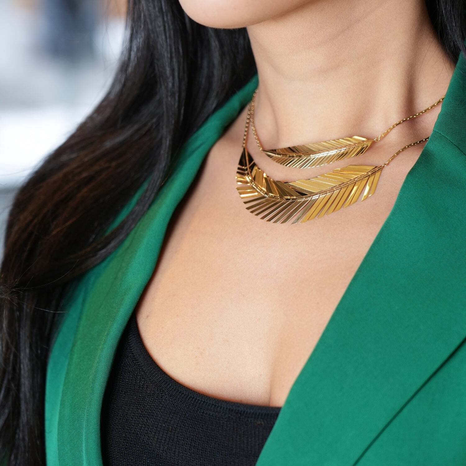 Cadar 18K Yellow Gold Medium Feather Necklace