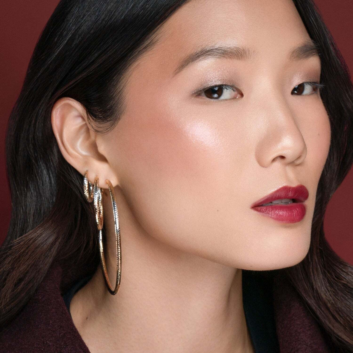 14K Tri-Gold Extra Large Hoop Earrings