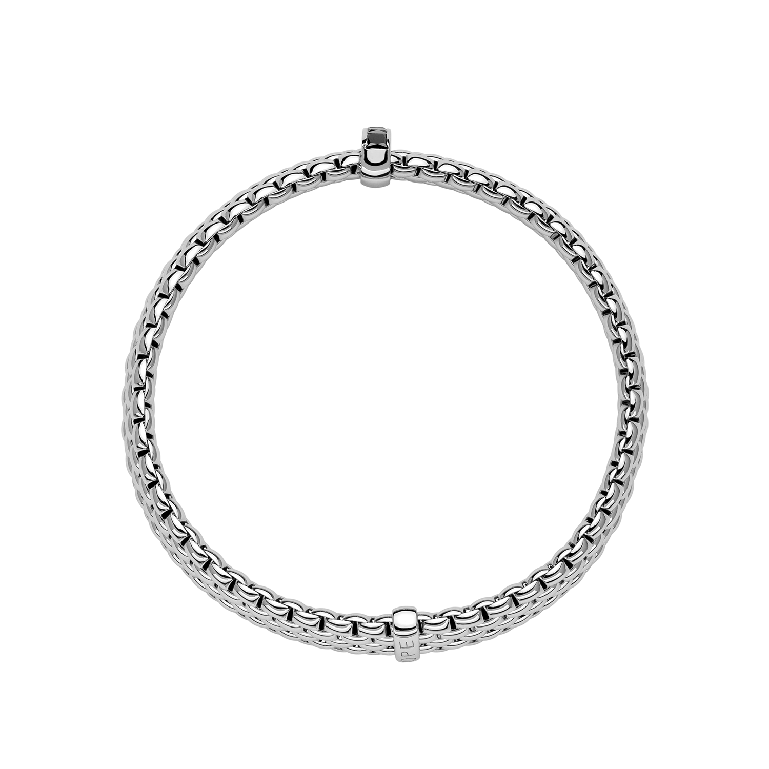 Panorama 18K White Gold Large Flex'it Bracelet with Black Diamonds
