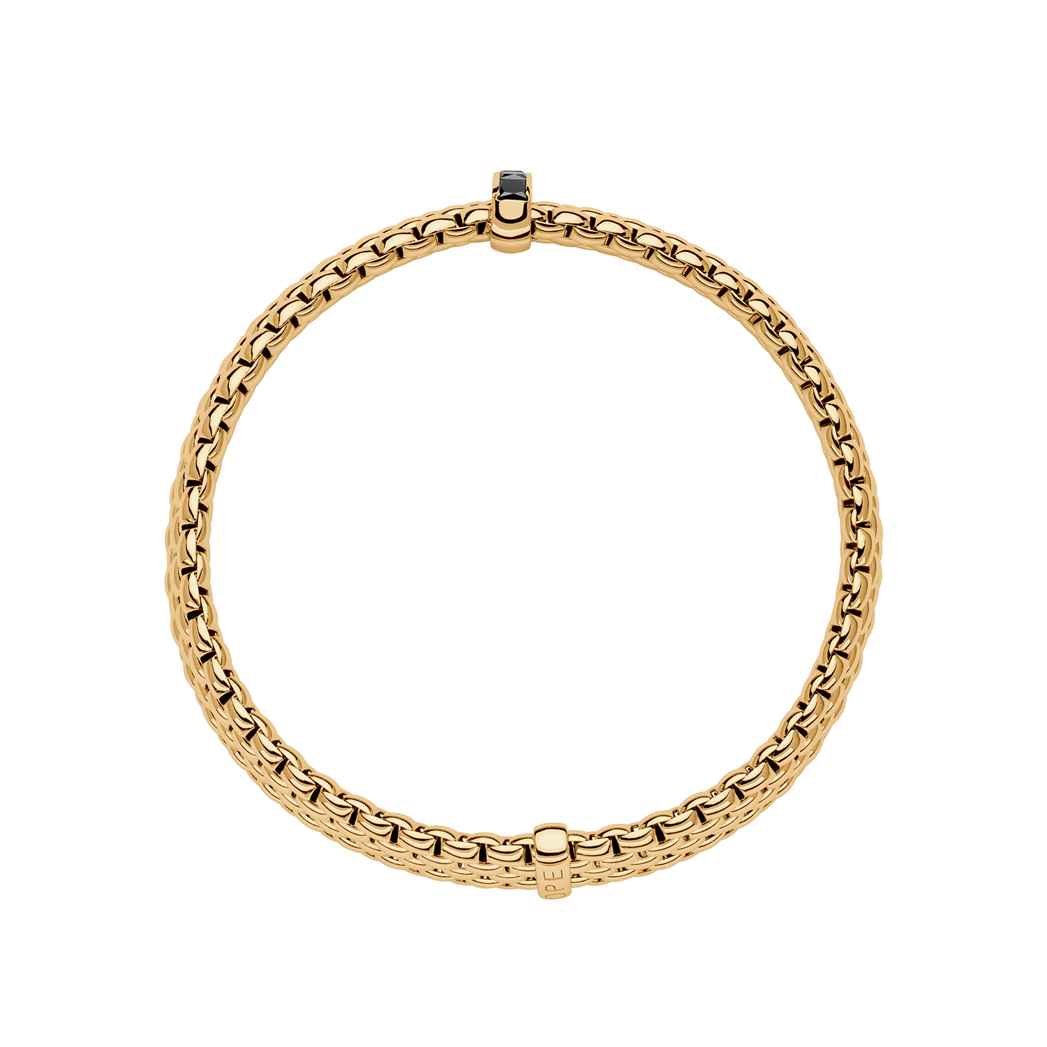 Panorama 18K Yellow Gold Large Flex'it Bracelet with Black Diamonds