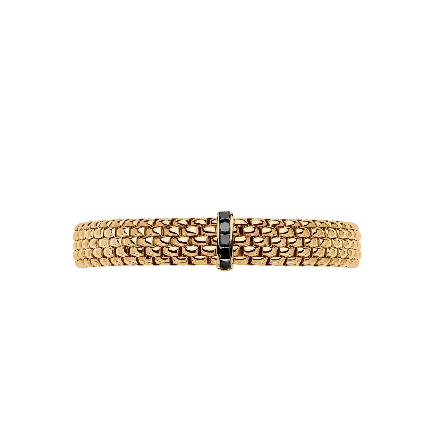 Panorama 18K Yellow Gold Large Flex'it Bracelet with Black Diamonds