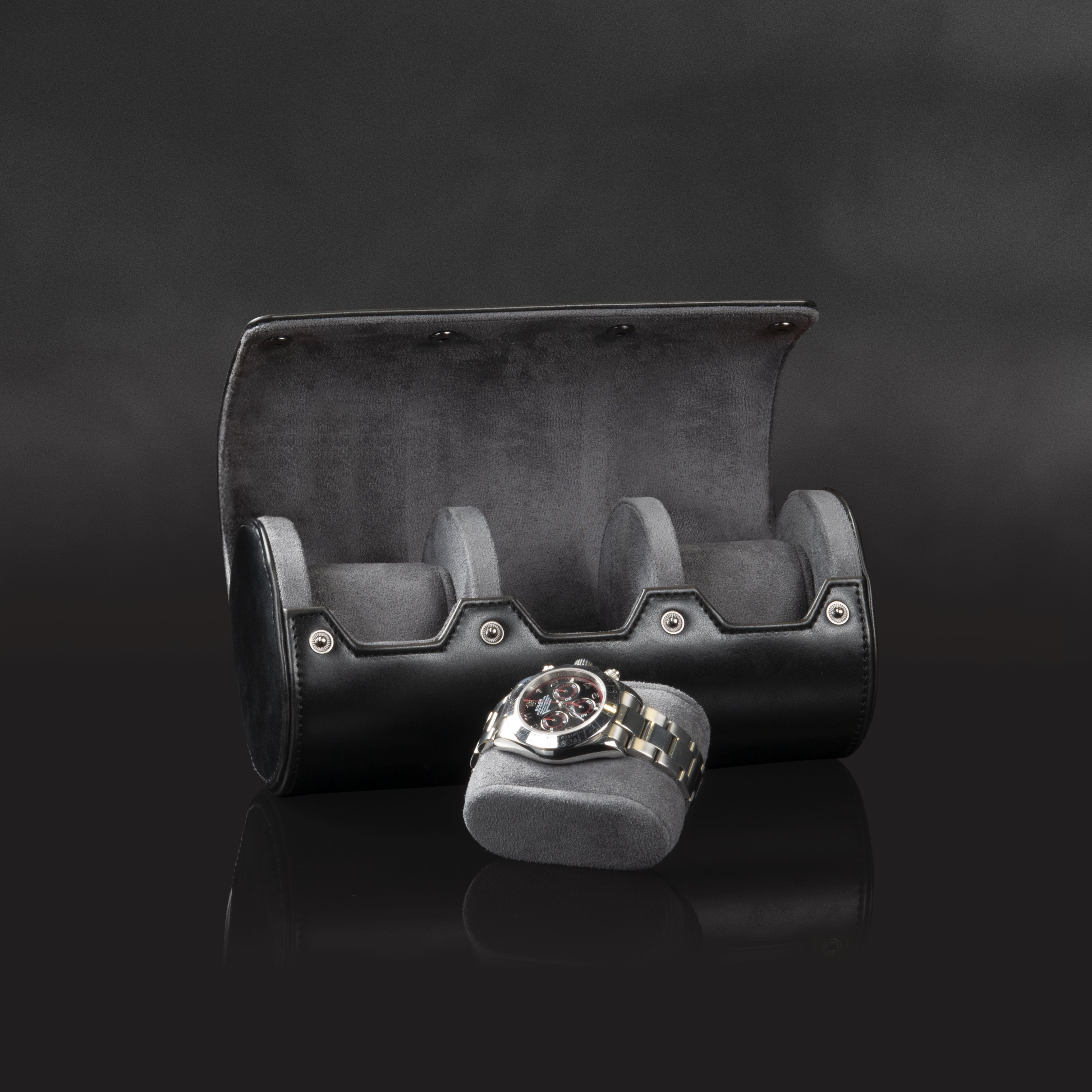 Vintage 3 Watch Roll Black