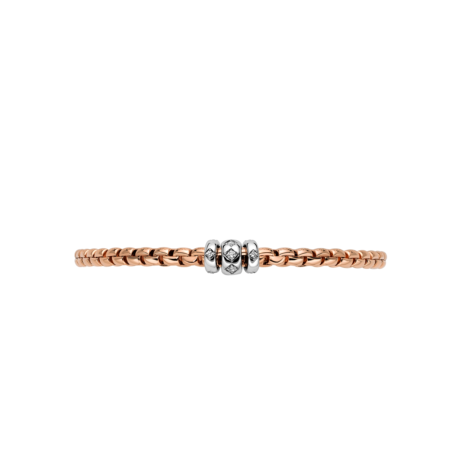 Eka 18K Rose Gold Flex'it Bracelet With Rhombus-set Diamonds Medium