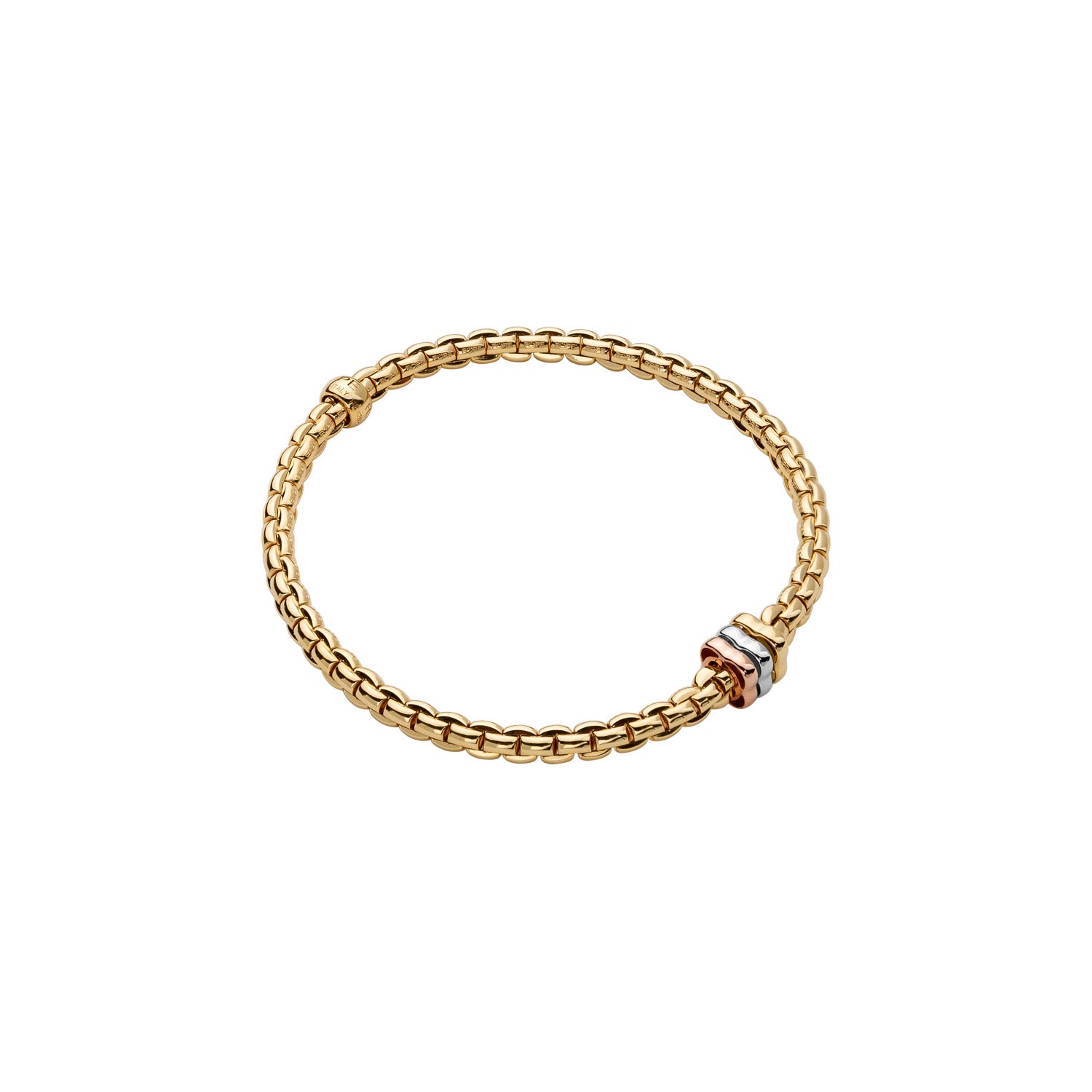 Eka 18K Yellow Gold Flex'it Bracelet with Tri-Colour Rondels